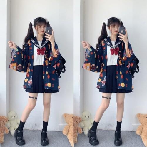 Princess no Mamori Original Design Japanese Kimono Yukata Style Trench Open Stitch JK Out Wear Japan Style