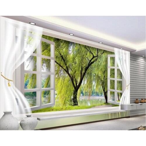 Custom photo wallpaper landscape tree window personality wall mural wallpaper painting