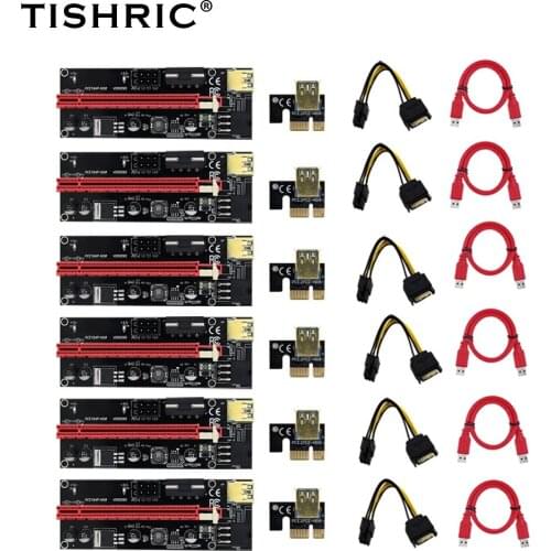TISHRIC PCIE/PCI-E Riser 009S Plus Card 009 PCI E PCI Express gpu 6Pin 1X 16X USB3.0 Extender Mining ETH Riser For Video Card
