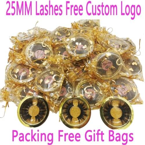 25mm Mink Eyelashes 30/50/100/200Pairs Wholesale 3D Mink Lashes Round Case Custom Packaging Label Makeup Dramatic Long Mink Lash