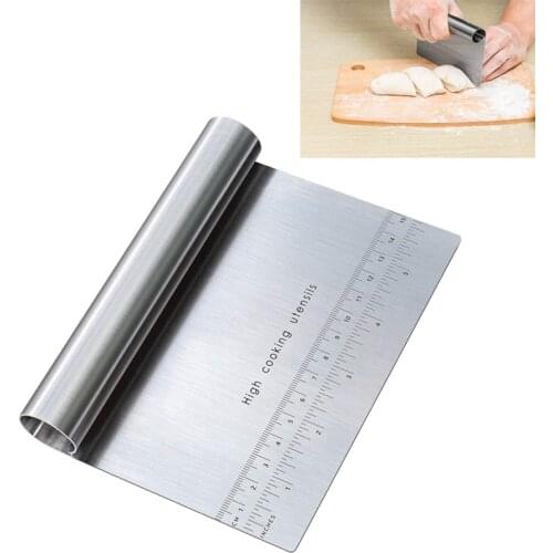 Dough Cutter With Scale Stainless Steel Cake Scraper Pastry Cutters Chopper Fondant Spatulas Edge DIY Baking Decorating Tools
