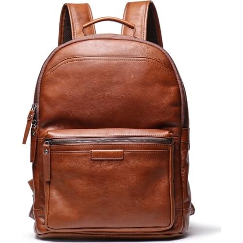 Nesitu Highend Coffee Black Brown Vegatable Tenned Full Grain Genuine Leather 15.6'' Laptop Women Men Backpack Travel Bag M88120