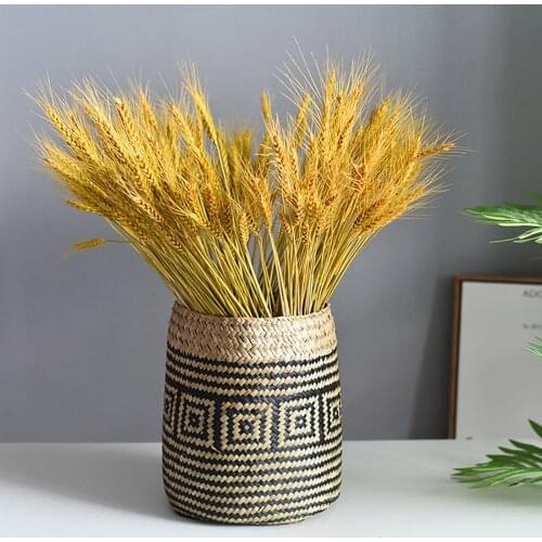 Garden Plant Storage Basket Foldable Handmade Rattan Woven Flower Basket Seagrass Storage Organizer Home Decoration