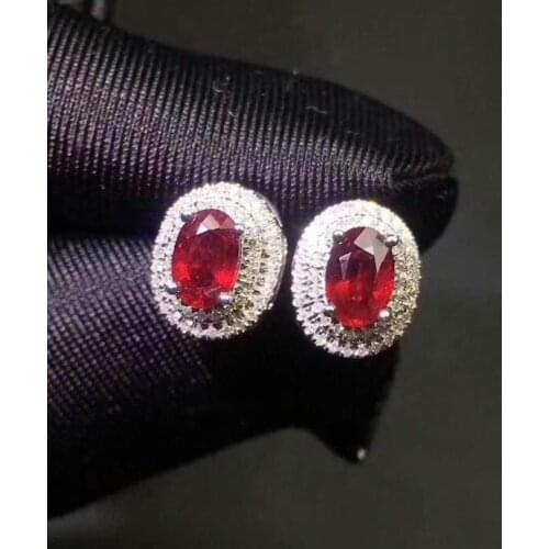 Natural Ruby earring Free shipping real ruby 925 sterling silver Fine jewelry