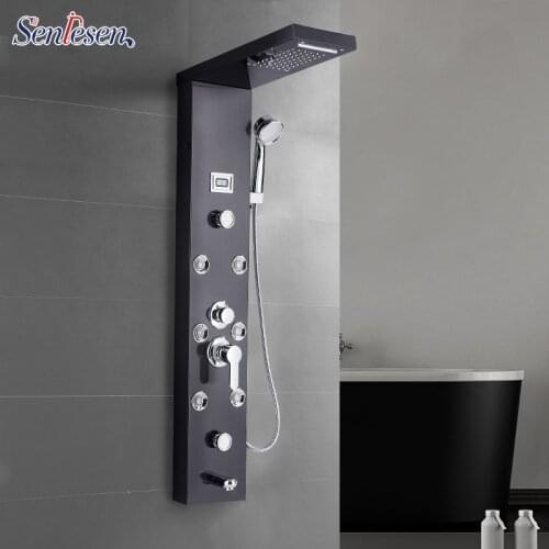 Senlesen Bathroom Shower Panel Rainfall Waterfall LED Shower Head Nickle/ORB/Gold Shower Panel Ceramic Valve Water Mixer Tap