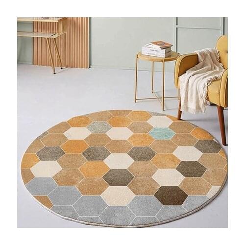 Modern Honeycomb Carpet Round Living Room Bedroom Chair Sofa Non-Slip Floor Mat