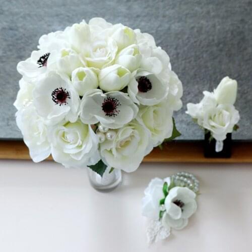 Bridal Wedding Bouquet Wrist Flower Corsage Home Bunch Party Garden Floral Décor