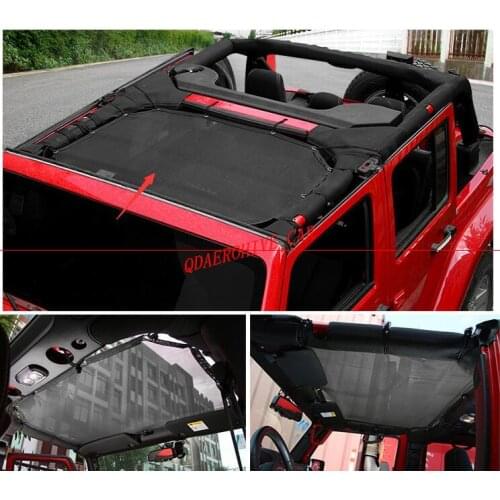 QDAEROHIVE 2/4 Doors Polyester Roof Mesh Bikini Top Cover UV Sun Shade Mesh For Jeep Wrangler 2007-2017