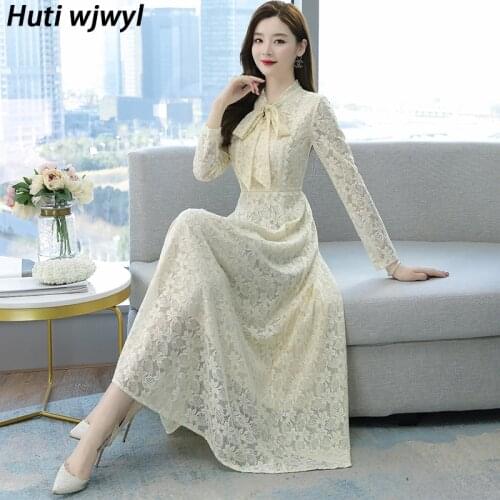 2021 Vintage Pink Lace Sexy Maxi Dresses Spring Autumn Oversize Long Sleeve Midi Dress Elegant Women Bodycon Party Black Vestido