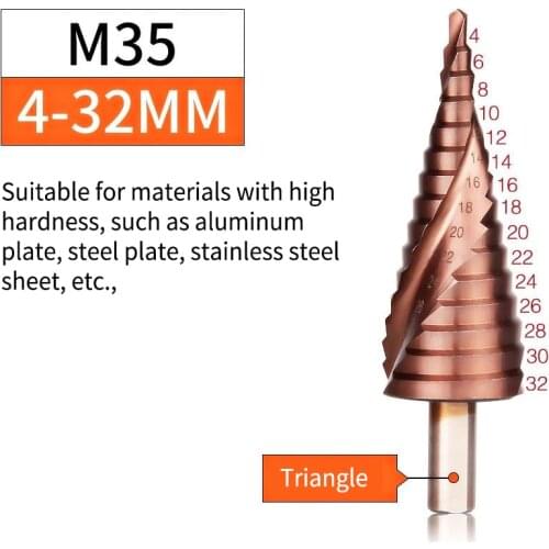 1pcs 3pcs HSSM35 4-12 4-20 4-32mm titanium-coated step drill bit drilling machine for high-speed steel high hardness power tools