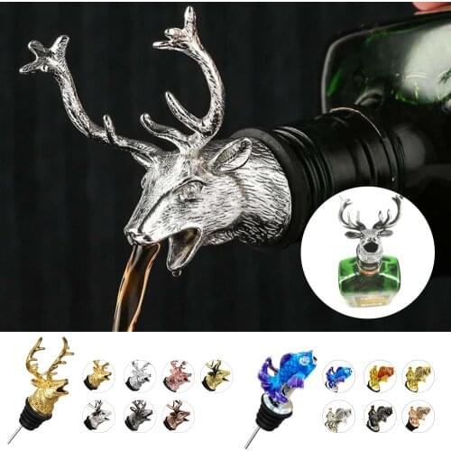 1Pcs Jagermeister Wine Pourer Zinc Alloy Deer Elk Lion Bull Wine Stopper Drinks Bar Tools Night Club Bar Accessories