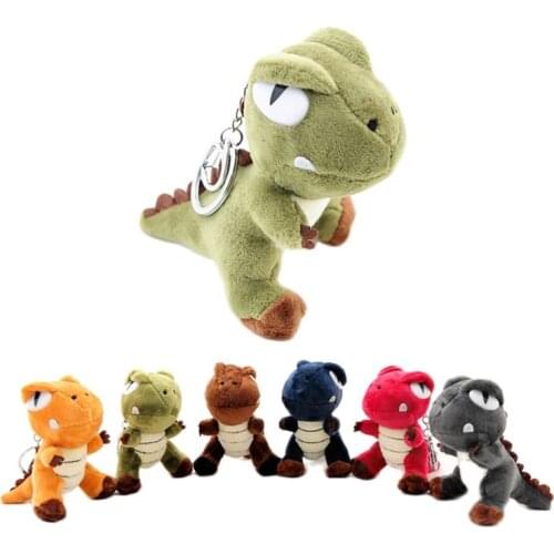 10CM Mini Tyrannosaurus Rex Plush Keychains Doll Popular Cartoon Dinosaur bag hanging plush doll with pendant