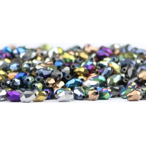 100pcs Waterdrop Austrian crystal beads 3*5mm plating Teardrop glass Loose beads for jewelry making bracelet DIY accessories