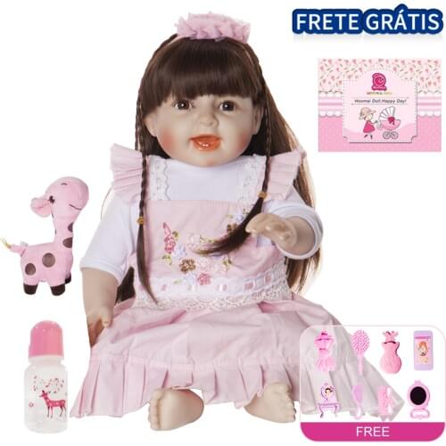 18"Reborn Doll Soft Silicone Reborn Baby Dolls Full Body Hair Toy Doll Bebe Reborn Smooth Vinyl Body Toys for Children Elf Doll