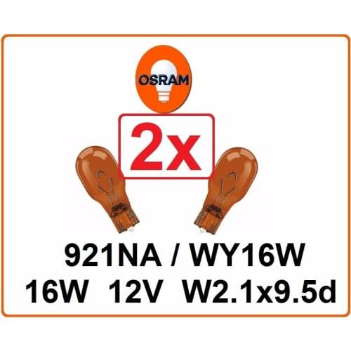 2 PCs 12V WY16W Bottomless Bulb Yellow Original Osram 921NA 4052899230477 For Car Lamps