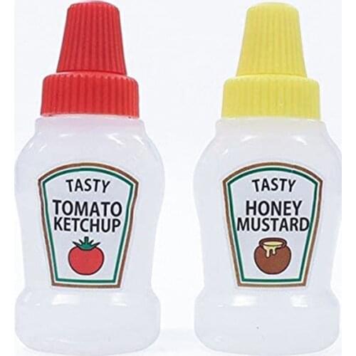 2Pcs 25ML Mini Tomato Ketchup Bottle With Twist On Cap Condiment Bottle Mustard Mayonnaise Sauces Salad Dressing Small Container