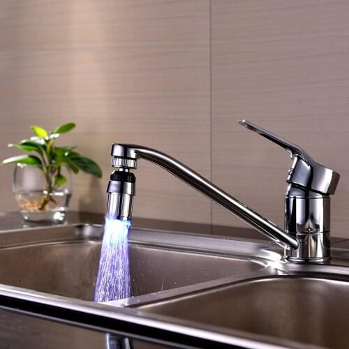 25# Kitchen Sink Adjusting 360 Rotate Water 7color Change Water Glow Stream Shower Led Faucet Taps Light Water Sprayer Nozzle