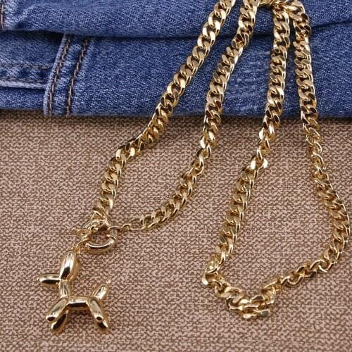 5PCS, Big Size Balloon Animal Dog Necklace, Gold Curb Link Chain Necklace 3D charm Necklace, Animal Necklace For Women Girls