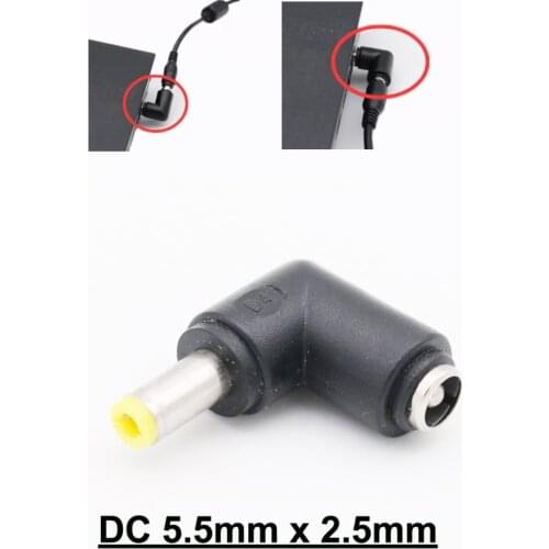 5pcs DC Power Adapter Connector 5.5mm x 2.5mm Male Plug Right Angle To 5.5x 2.5mm Female For Laptop