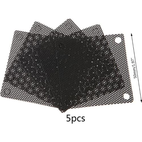 5PCS PVC Fan Dust Filter PC Dustproof Case Cuttable Computer Mesh Cover 50mm Mesh Black