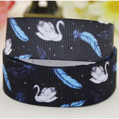 22mm 25mm 38mm 75mm Ruban satin feather printed Grosgrain Ribbon Hair Accessories party decoration 10 Yards X-02452