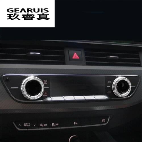 Car Air Condition Button Ring Cover Frame Trim Styling metal Sticker Fit For Audi A4 B9 2017 Interior decoration Accessories
