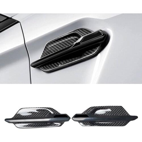 Car Accessories Carbon Fiber Side Outlet Badge Emblem Trim Frame Replacement Cover Exterior Decoration for BMW M2 F87 2016-2020