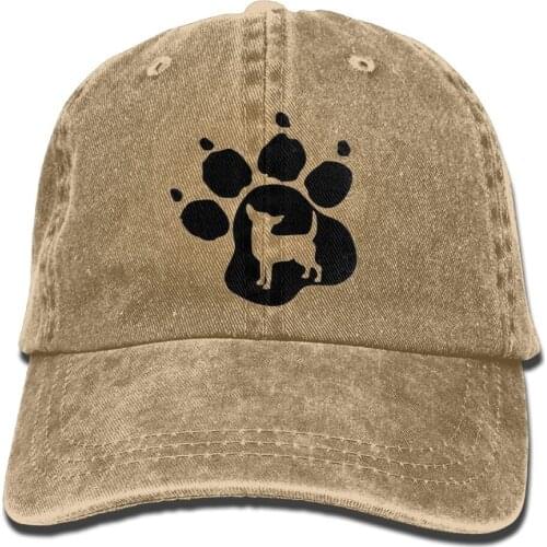 2020 best Selling Vintage Adult Sport Baseball Cap Chihuahua Dog Pet Paw Print Adjustable Denim Cowboy Hat For Men Women
