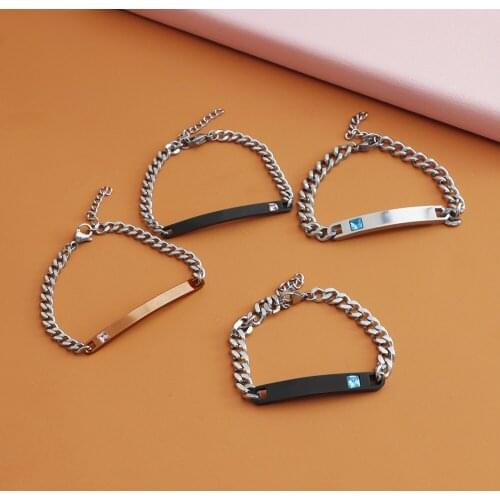 100% Stainless Steel Plate Bracelet Blank For Engrave Metal Bar Blanks Bracelets ID Bracelet Mirror Polished Wholesale 5pcs