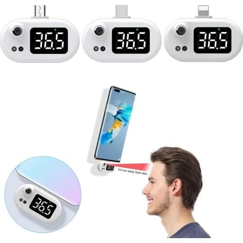 Household Intelligent Cell Phone Thermometer K8+ LED Display Non-Contact USB Forehead Thermometer For Android/Type-C/iPhone
