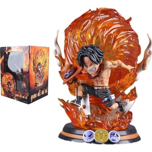 One Piece Figure Portgas D Ace Anime Figure Fireball Fighting Scene Model Car Decoration Action Toy Figure Toys for Children