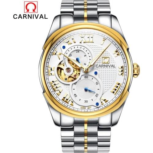 Relojes 2017 Watches Men Top Brand Luxury CARNIVAL Tourbillon Automatic Mechanical Watch Mens Fashion sport Wristwatch relogio
