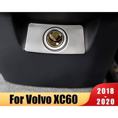 For Volvo XC60 2018 2019 2020 Stainless Steel Car Rear Armrest Box Cigarette Lighter Port Trim Sequins Cover Sticker Accessories