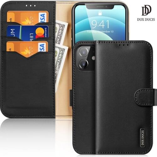 For iphone 12 6.1" DUX DUCIS Hivo Series Flip Cover Luxury Leather Wallet Case Full Good Protection Steady Stand