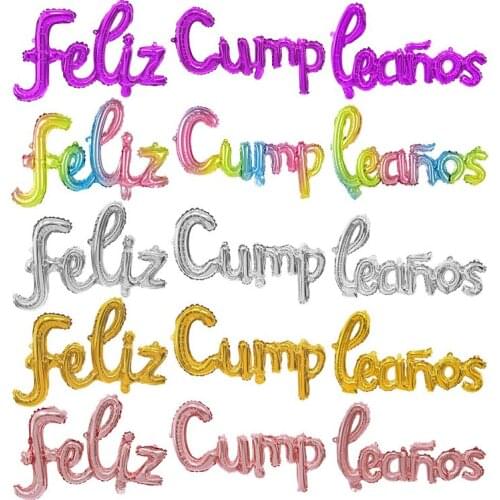 20inch Foil Globos Birthday Balloon Spanish Happy Birthday Letters Balloons Lowercase Conjoined Alphabet Birthday Party Decor