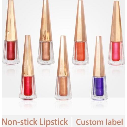 Beauty 3D Matte Shimmer Non-stick Liquid Lipstick Pigment Long lasting Waterproof Metal Glitter Lipgloss Custom Private Label