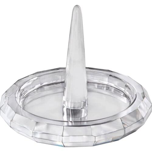 H&D Round Crystal Ring Holder Art Glass Jewelry Earring Rings Necklaces Bracelets Display Home Wedding Decor Mothers Day Gift