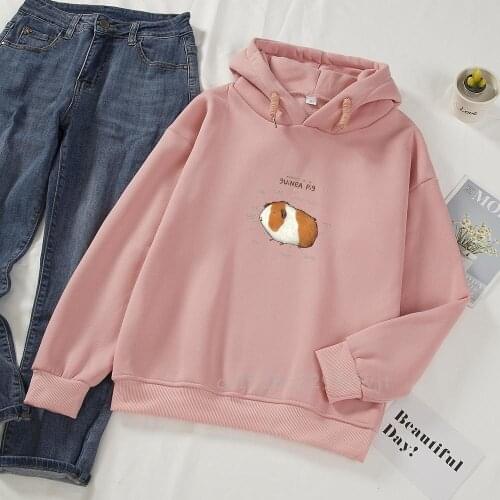 Hoodies Women Guinea Pig Oversized Hoodie Harajuku Graphic Sweatshirt Women Men Vintage Pullovers Aesthetic Camisas HipHop