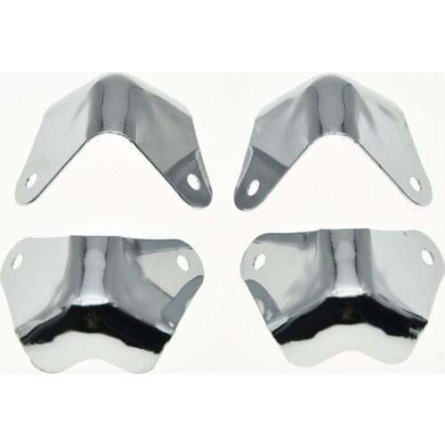 KAISH 4pcs Polished Chrome Metal 2 Leg No Lip Guitar Amp Corner Speaker Cap Protectors