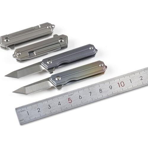 Small commander official blade convenient outdoor camping mini folding knife Stocked Paring Knives D2 Titanium handle