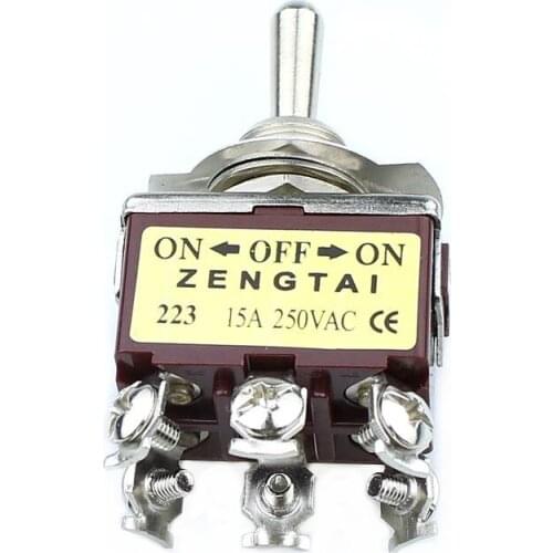 Momentary DPDT (ON)-OFF-(ON) 3 Position 6Pin Toggle Switch AC 250V 15A E-TEN223