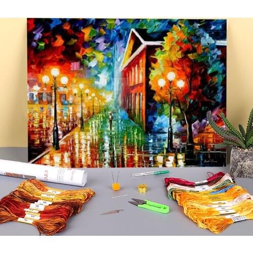 Night Peace Pre-Printed 11CT Cross-Stitch Set DIY Embroidery DMC Threads Knitting Needlework Hobby Handiwork Wholesale Magic