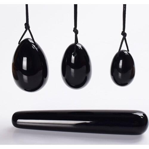 Natural Obsidian Egg Vaginal Balls Yoni Wand Set Womens Set Masturbators Vaginal Tightening Kegel Simulator massage ball hard