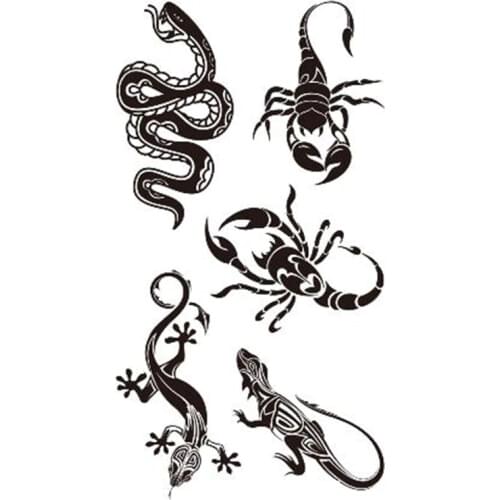 Snake lizard scorpion Temporary Tattoo Sticker Waterproof Women Men Adults Fake Body Art New Design 10.5X6cm Kids Hand Tatoo