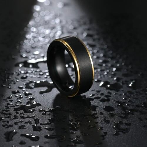 2021 New Fashion Cool 8MM Black and Gold Multicolor Tungsten Wedding Ring for Men and Women Jewelry
