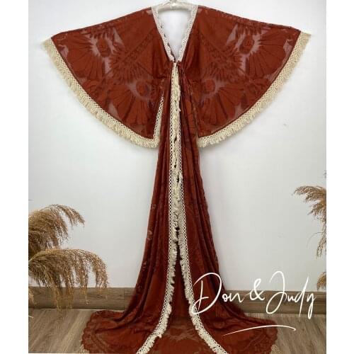 DON&JUDY 2021 Boho Maternity Photography Prop Maternity Dresses For Photo Shoot Lace Slit Open Maxi Gown Clothes Women Shooting