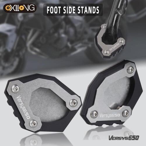 For KAWASAKI Versys 650 2015 2016 2017 2018 2019 2020 2021 CNC Foot Side Stand Pad Plate Kickstand Enlarger Support Extension