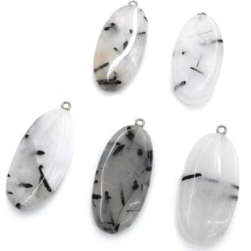 Natural Stone Quartz Crystal Pendants Elliptical shape Pendant for Jewelry Making Diy necklace accessories Size 20x45mm
