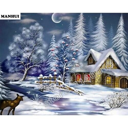 Full Diamond Painting Cross Stitch Snowy landscape Diamond Mosaic Kit Diamond Embroidery Diy Needlework Gift BCD330