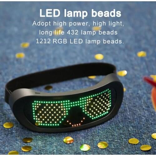 Full Color LED Dynamic Glasses Luminous Glasses For Parties LED Dynamic Glasses Blinds APP Bluetooth Luminous Glasses
